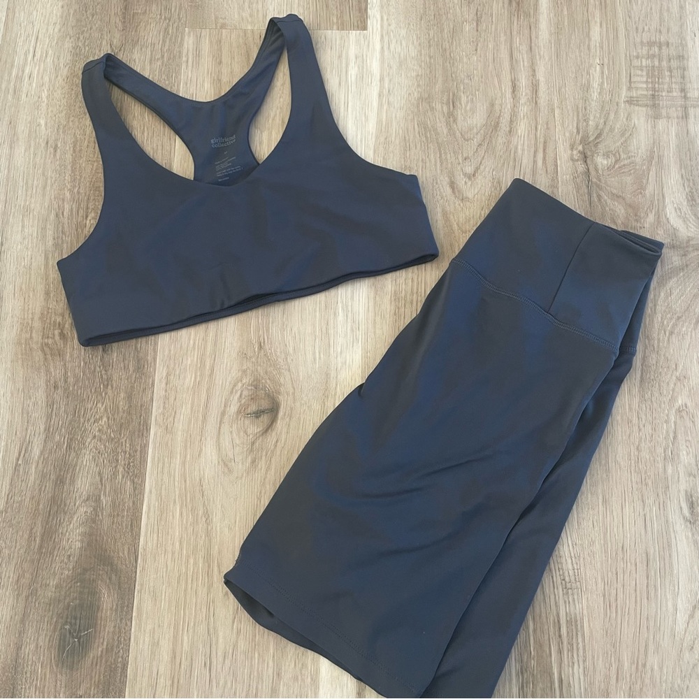 Girlfriend Collective Bra + Bike Shorts Set Medium